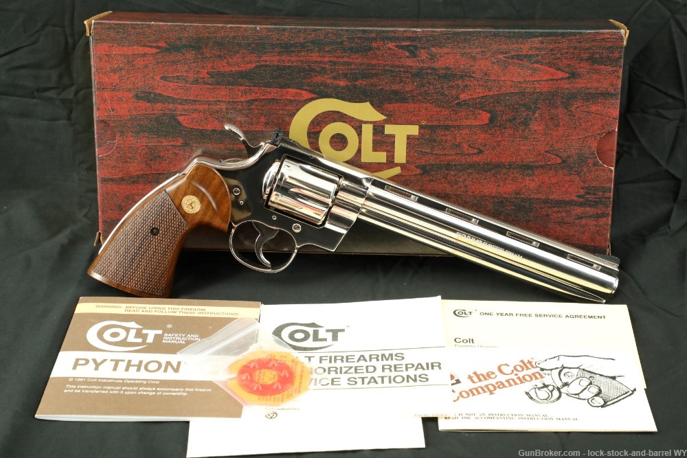 Colt Python .357 Mag Nickel Plated 8” Revolver & Box, Original K Series-img-2
