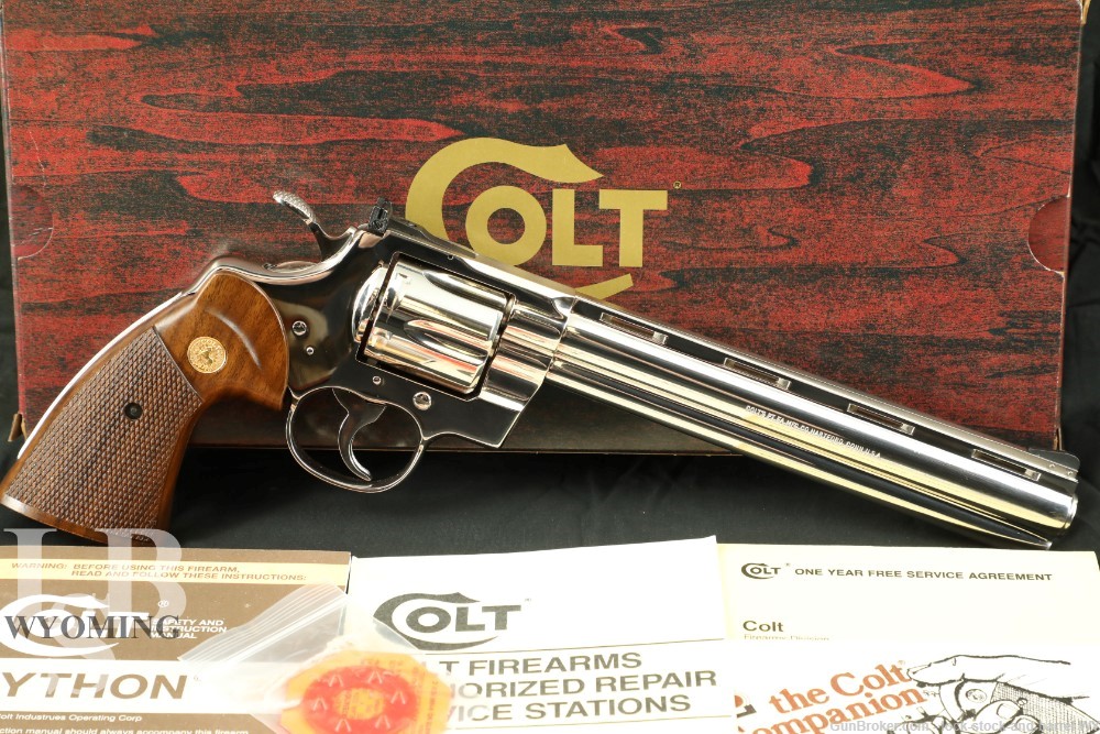 Colt Python .357 Mag Nickel Plated 8” Revolver & Box, Original K Series-img-0