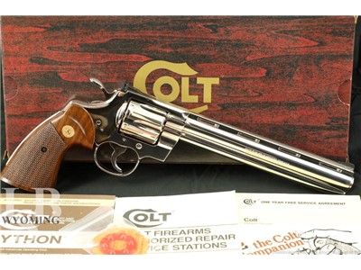 Colt Python .357 Mag Nickel Plated 8” Revolver & Box, Original K Series