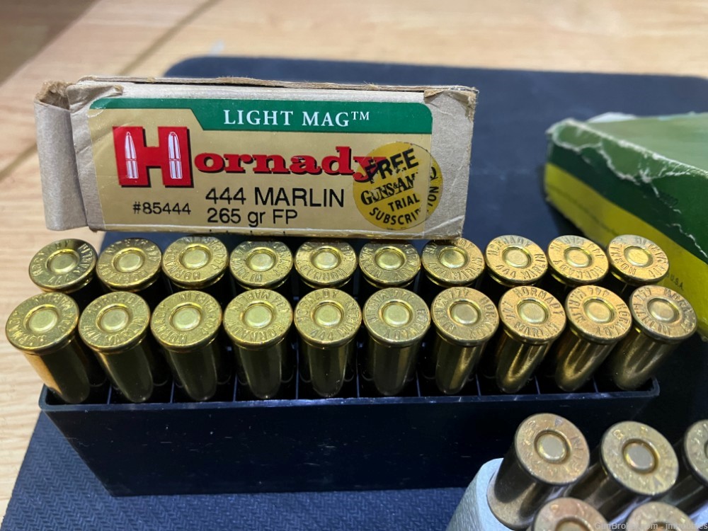 .444 Marlin Assorted Ammunition, Hornady & Remington, 34 Live Rounds-img-1