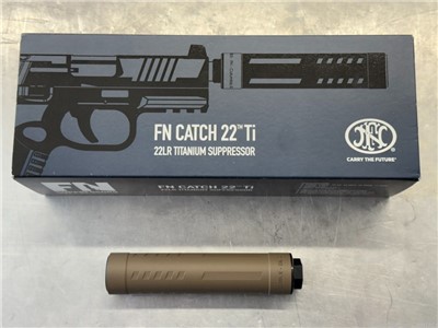 FN Catch 22 TI 22 Cal (Rimfire), 5.25", FDE Titanium, 1/2"-28 tp