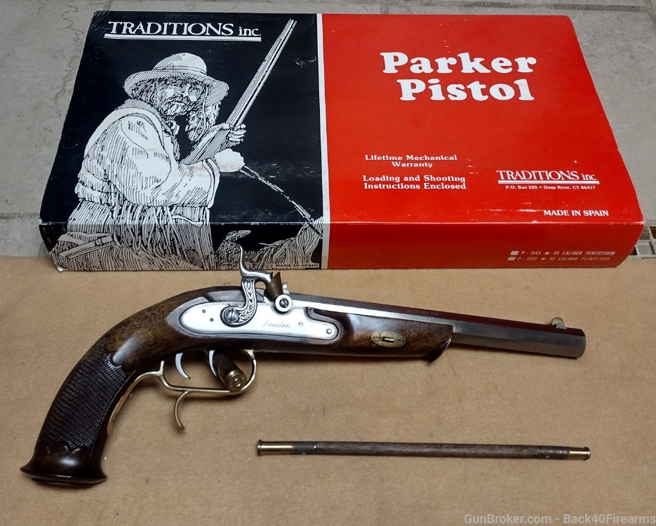 Mint Unfired Traditions Williams Parker Pistol .50 Cal Percussion W/Box-img-0