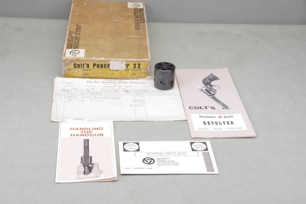1972 Colt Peacemaker SAA 22LR/22mag 6'' Blue/CC with Original Box Papers  -img-5