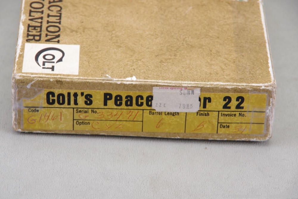 1972 Colt Peacemaker SAA 22LR/22mag 6'' Blue/CC with Original Box Papers  -img-2