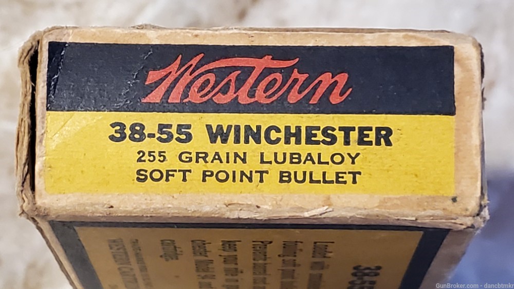 Western 38-55 vintage ammo box of 20 - 225 grain Flat point-img-6