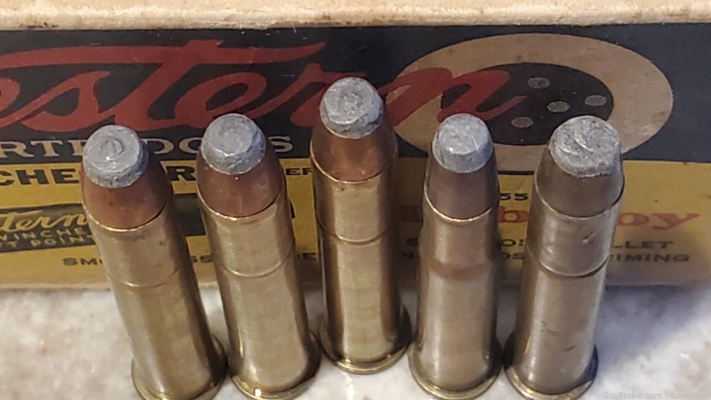 Western 38-55 vintage ammo box of 20 - 225 grain Flat point-img-3