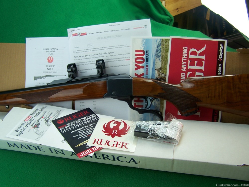 COLLECTIBLE RUGER NO 1B, 243 WIN, 26" MED HVY BBL, NICE WOOD, MFD 1978 -img-0