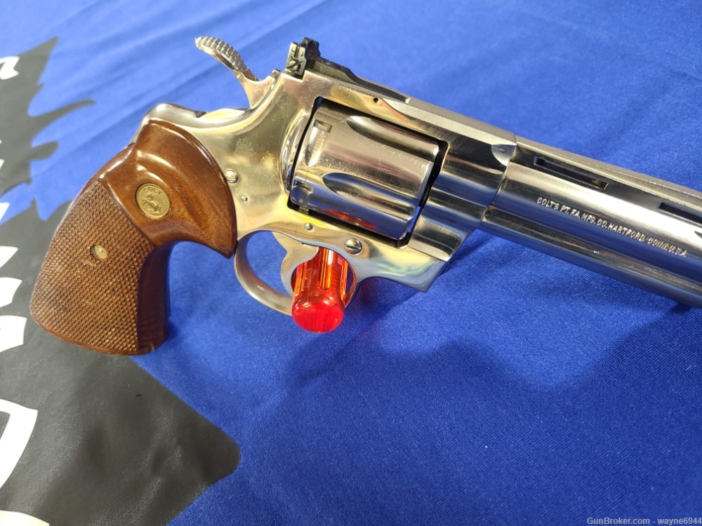 Colt Python 4” ported barrel, nickel finish, target sights, original grips-img-4