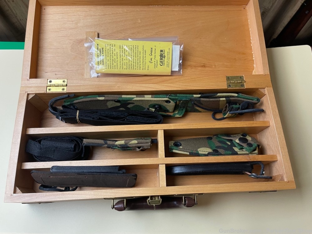 Gerber Guardian Set R.W. Loveless Design With Wood Case New 3 Knives-img-8