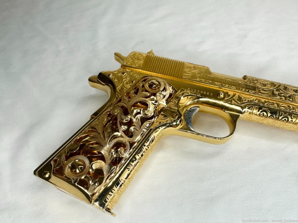 BREATHTAKING Colt 1911 24k GOLD ENGRAVED custom-img-14