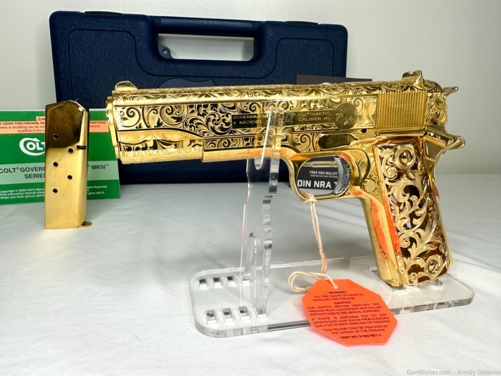 BREATHTAKING Colt 1911 24k GOLD ENGRAVED custom-img-1