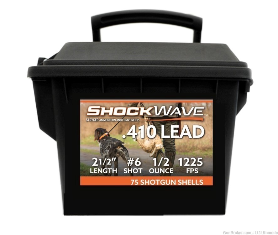 Shockwave 410 GA 2 1/2" #6 shot 1/2 ounce 75 Rnds in Ammo Can-img-0