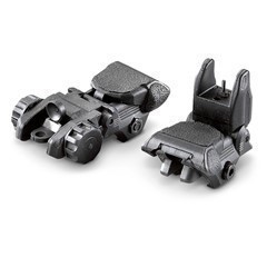 Polymer Picatinny Flip-up A Pair Front&Rear Combo Sights Dual Aperture BLK