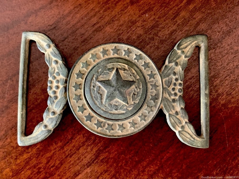 Iconic Confederate Texas 21 Star 2-Pc Civil War Buckle. -img-0