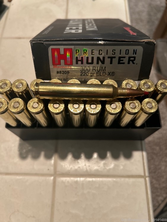 20 rounds Hornady Precision Hunter 300 RUM ELD-X 220 Grain ammo -img-0