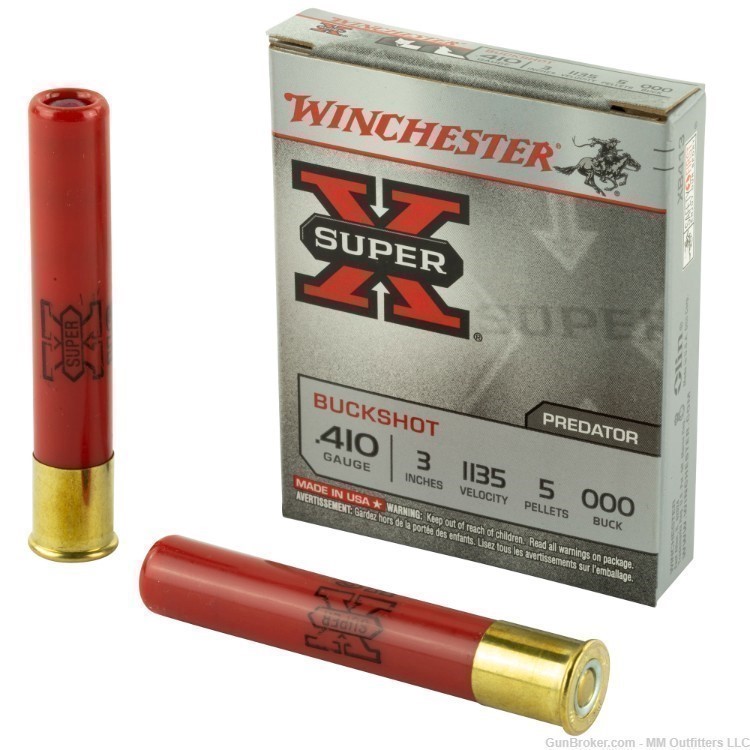 WINCHESTER SUPER X AMMO 410 GA 3" 1135 FPS.000 -5 rds. XB413 No Credit Fees-img-0