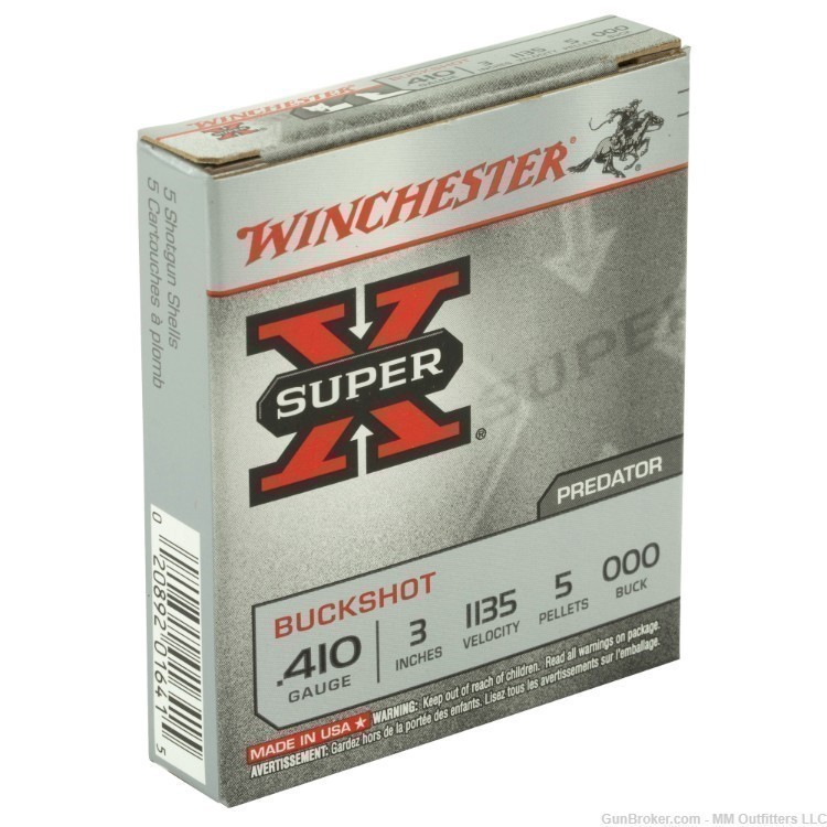 WINCHESTER SUPER X AMMO 410 GA 3" 1135 FPS.000 -5 rds. XB413 No Credit Fees-img-2