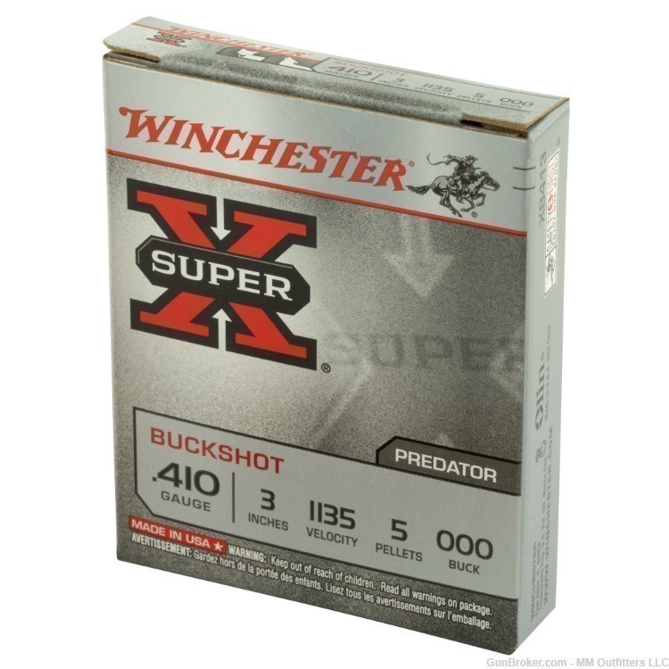 WINCHESTER SUPER X AMMO 410 GA 3" 1135 FPS.000 -5 rds. XB413 No Credit Fees-img-3