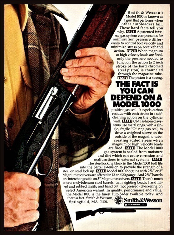 1982 SMITH & WESSON Model 1000 Shotgun Vintage PRINT AD-img-0