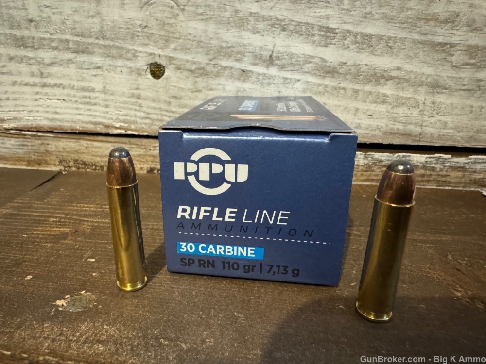30 Carbine PPU Soft point round nose 110 Grain SP RN 50 Rounds-img-1