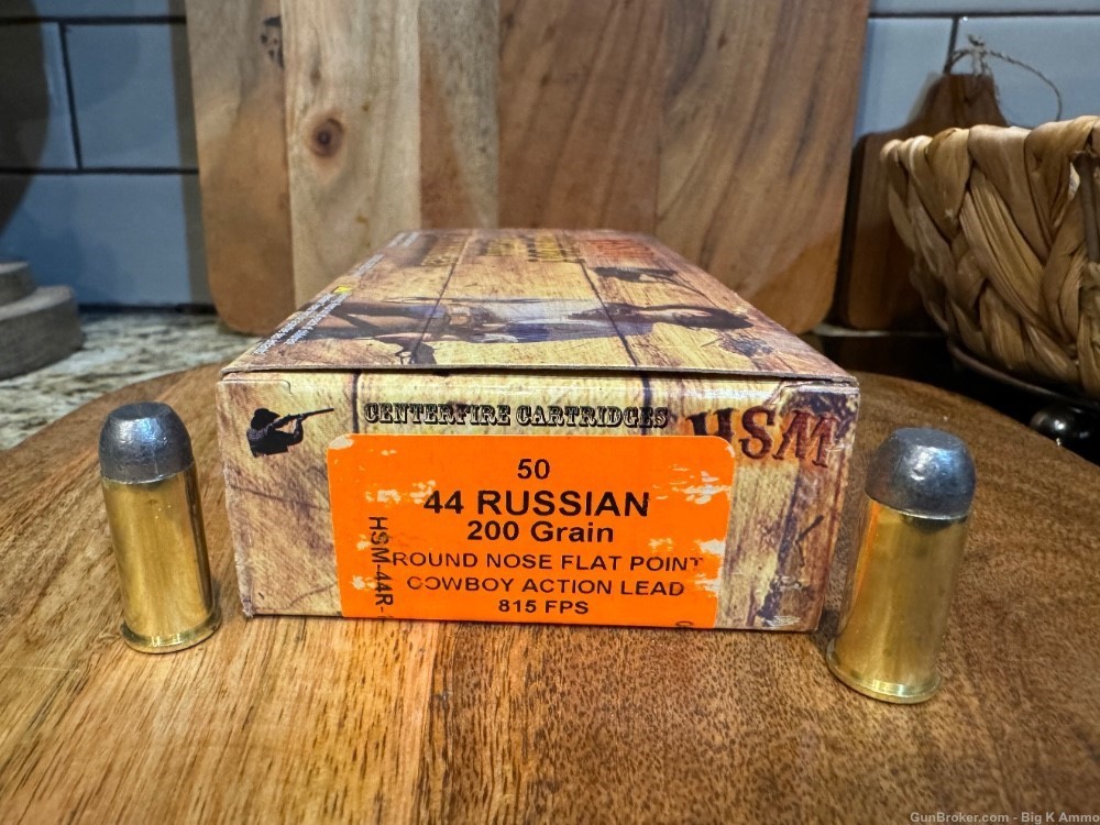 HSM 44 Russian pistol ammo 200 Gr round nose flat point cowboy action 50 rd-img-0