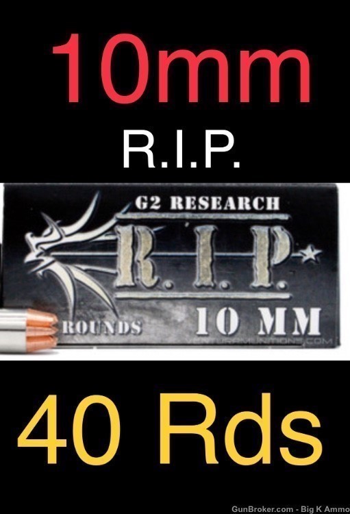 G2 RESEARCH RIP 10mm 115Gr HP 40 Rds 10MM R.I.P. ammo wicked hollow points -img-1