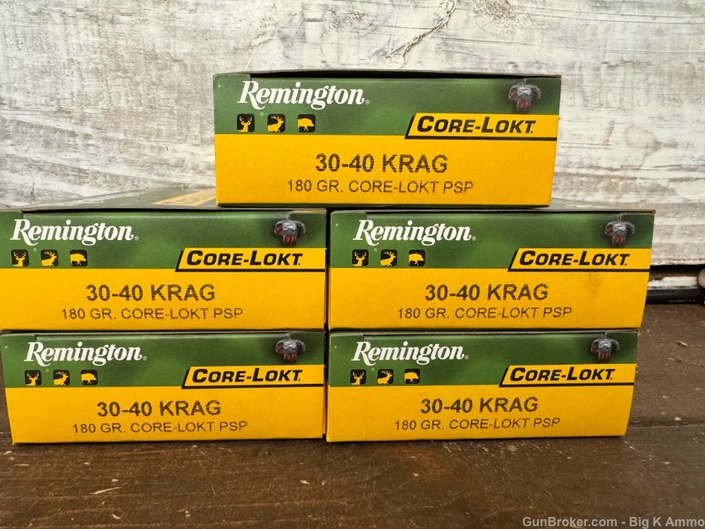 .30-40 Krag Remington core-lokt 180 Gr PSP 100 Rounds ( 5 boxes of 20 Rds)-img-1