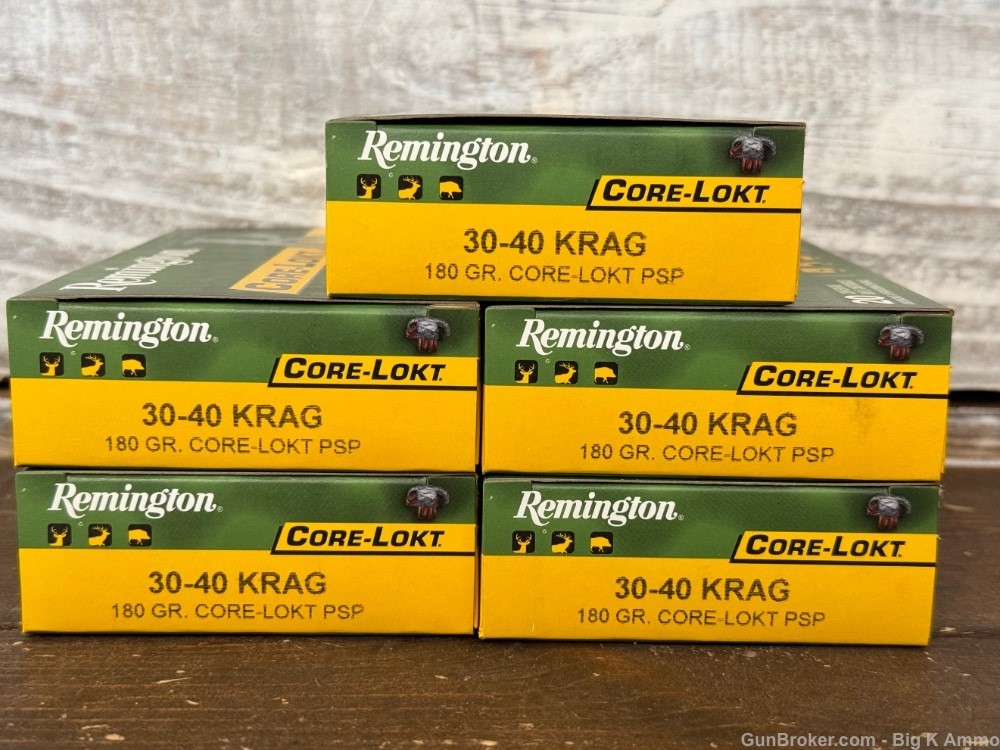 .30-40 Krag Remington core-lokt 180 Gr PSP 100 Rounds ( 5 boxes of 20 Rds)-img-0