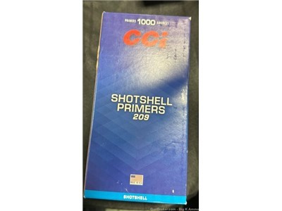 NEW 209 CCI Shotshell Primers muzzleloader primers 1000 CT NoCCFees RARE