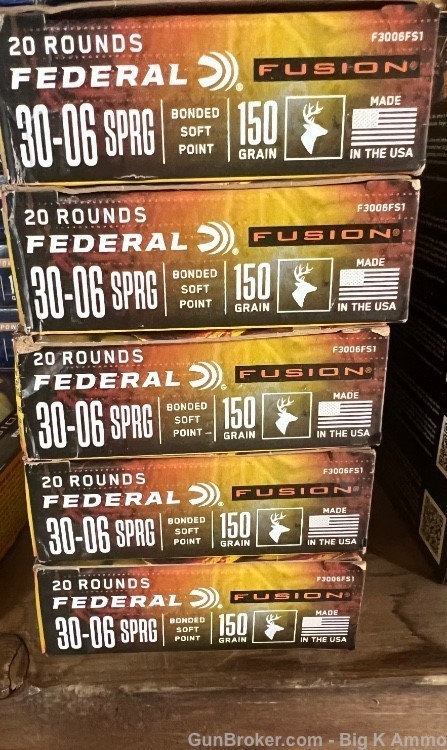 30-06 Federal fusion ammo 30-06 rifle Ammo 100 rds 150 grain bonded soft pt-img-0