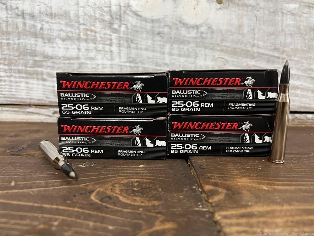 Winchester 25-06 rem 85 Grain silver-tip fragmenting polymer ptip 80 Rounds-img-0