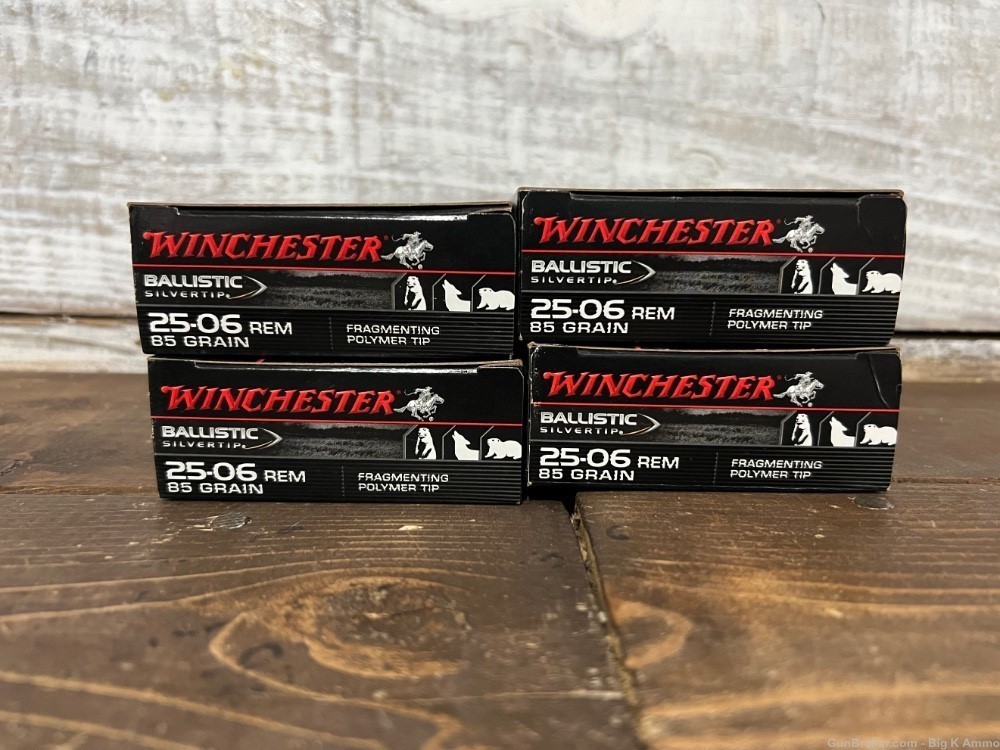 Winchester 25-06 rem 85 Grain silver-tip fragmenting polymer ptip 80 Rounds-img-1