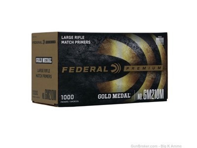 1000 Federal Premium Gold Medal No. GM210M Large Rifle Primers 1,000 count