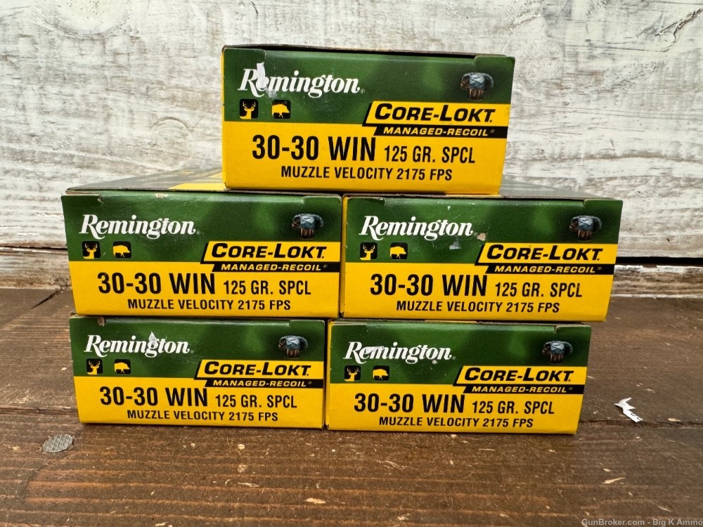 100 Rds of 30-30 Win Remington core-lokt managed recoil 125 Gr 100 Rounds-img-0