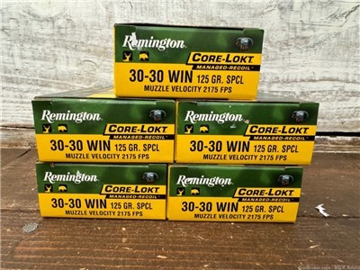 100 Rds of 30-30 Win Remington core-lokt managed recoil 125 Gr 100 Rounds