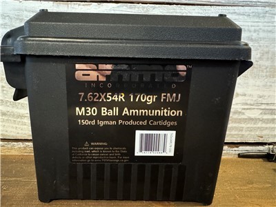 7.62x54R Target full metal jacket 150 Rds 170 Gr FMJ M30 in ammo can 