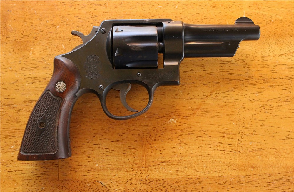 Smith & Wesson 38/44 .38SPL 4" MDL 1950 (ca. 1953) 5-Scrw Gold Box Grips NR-img-1