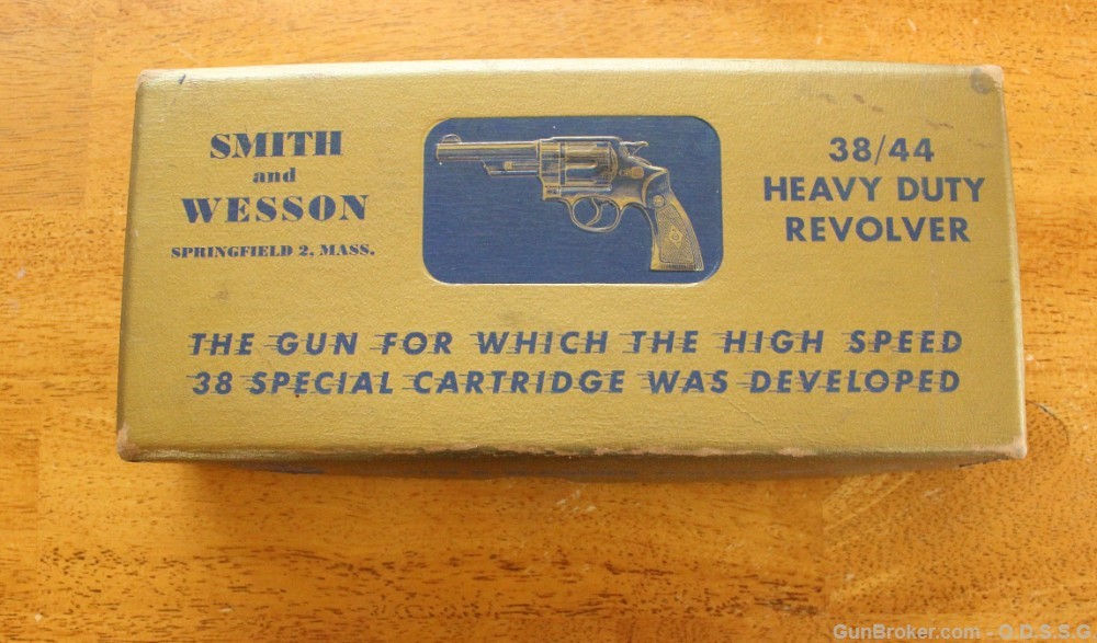 Smith & Wesson 38/44 .38SPL 4" MDL 1950 (ca. 1953) 5-Scrw Gold Box Grips NR-img-14