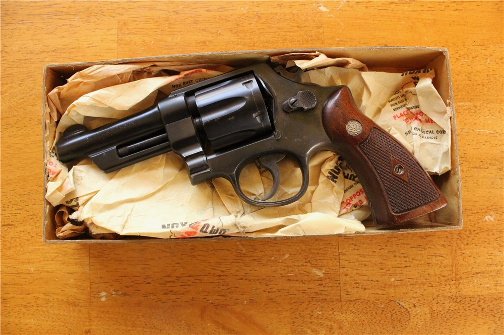 Smith & Wesson 38/44 .38SPL 4" MDL 1950 (ca. 1953) 5-Scrw Gold Box Grips NR-img-0
