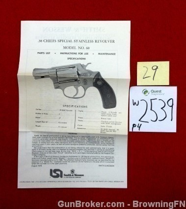 Orig S&W Model 60 .38 Owners Instruction Manual-img-0