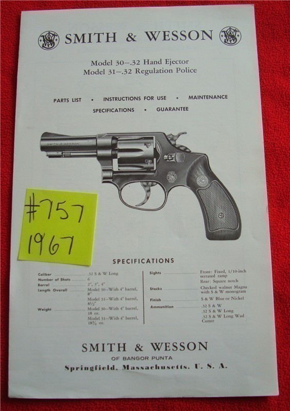 Original S&W Model No 30 Owners Instruction Manual-img-0