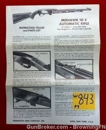 Orig Remington Mohawk 10 C .22 Owners Instruction Manual 22-img-0
