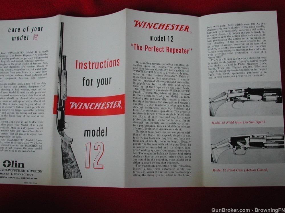 Orig 1960s Winchester Model 12 Owners Instruction Manual 1969-img-2