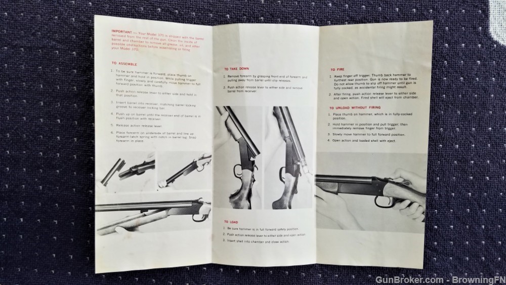 Orig Winchester Model 370 Owners Instruction Manual-img-1