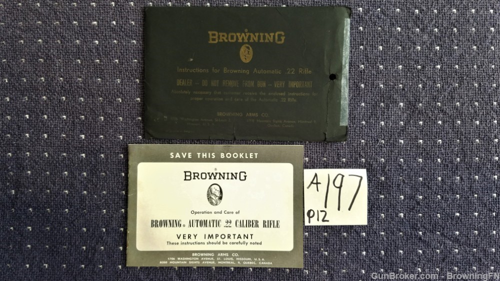 Orig Browning Automatic .22 Rifle Owners Manual-img-0
