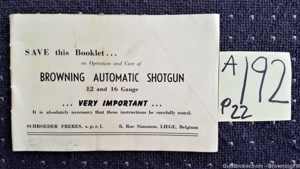 Orig Browning Automatic Shotguns Owners Manual-img-0