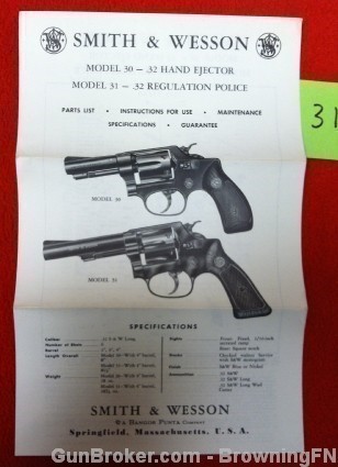 Orig S&W Model 30 31 Owners Instruction Manual-img-0