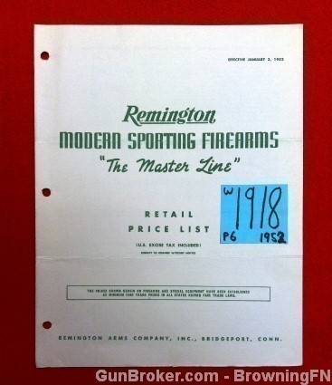 Orig Remington Retail Price List 1952-img-0