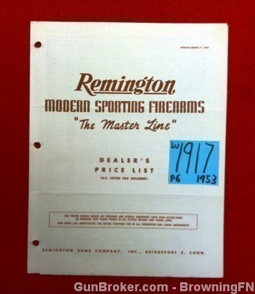 Orig Remington Dealer's Price List 1953-img-0
