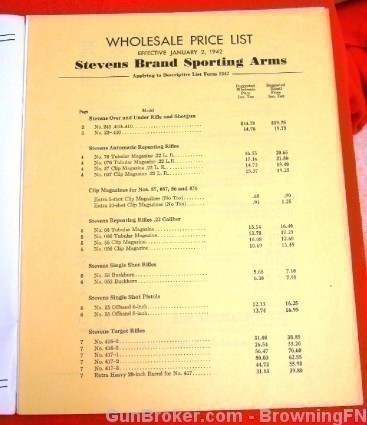 Orig Stevens Springfield 1942 Price List All Model-img-1